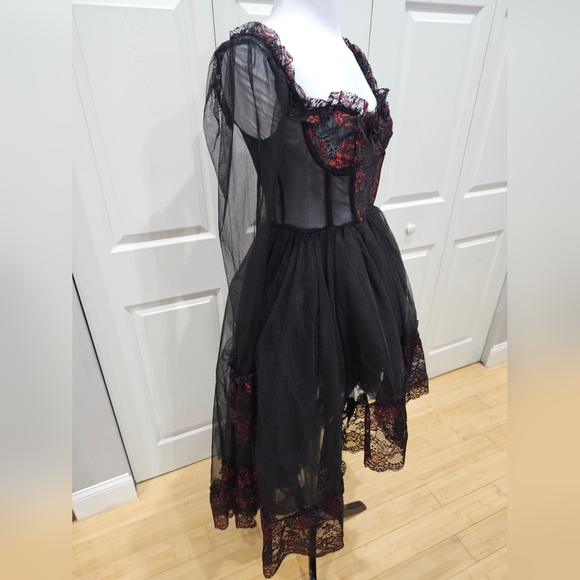 Dolls Kill Black and Red High Low Dress - Picture 4 of 10